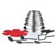 Tefal Ingenio Emotion 22-Piece Cookware Set, Saucepans, Airtight Lid, Frying, Wok, 5 Welcome Spatula, 4 Pan Protector, 2 Handles, Induction L925SM14, Stainless Steel, 34.9 x 33.5 x 33.5 cm