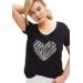 Plus Size Women's Love Ellos Graphic Tee by ellos in Black Zebra Heart (Size 1X)