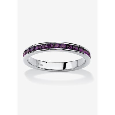 Women's Sterling Silver Simulated Birthstone Stackable Eternity Ring by PalmBeach Jewelry in February (Size 5)