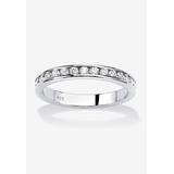 Women's Sterling Silver Simulated Birthstone Stackable Eternity Ring by PalmBeach Jewelry in April (Size 7)