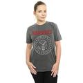 Absolute Cult Ramones Women's Red Text Seal Washed Boyfriend Fit T-Shirt Charcoal X-Large
