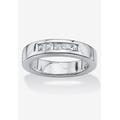 Men's Big & Tall Platinum Over Sterling Silver Cubic Zirconia Wedding Ring by PalmBeach Jewelry in White (Size 14)