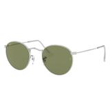 Ray-Ban Round Metal Sunglasses - Men's Silver Frame Green Bottle 50 mm Lenses RB3447-91984E-50