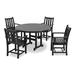 POLYWOOD® Traditional Garden 5-Piece Round Farmhouse Outdoor Dining Set Plastic in Black | Wayfair PWS134-1-BL