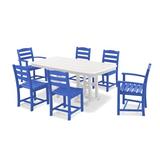 POLYWOOD® La Casa Café 7-Piece Outdoor Dining Set Plastic in Blue/White | Wayfair PWS131-1-10308