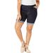 Plus Size Women's Invisible Stretch® Contour Cuffed Short by Denim 24/7 in Dark Wash (Size 26 W)