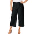 Plus Size Women's Wide-Leg Stretch Poplin Crop Pant by Jessica London in Black (Size 12 W) Pants