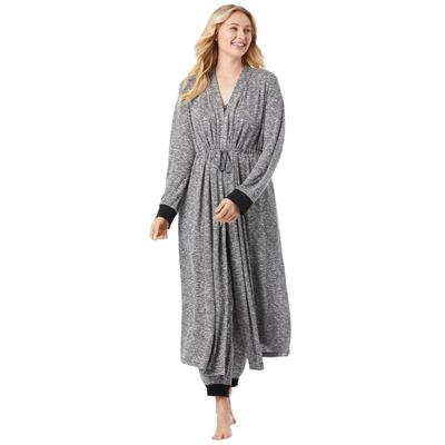 Plus Size Women's Marled Long Duster Robe by Dreams & Co. in Heather Charcoal Marled (Size 14/16)