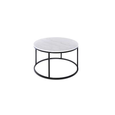SIT Möbel Couchtisch rund | Tischplatte Marmor weiß | Gestell Metall schwarz | B 85 x T 85 x H 48 cm | 01053-23 | Serie 