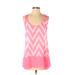 Charming Charlie Sleeveless Blouse: Pink Chevron/Herringbone Tops - Women's Size Small