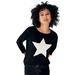 Plus Size Women's Star Applique Sweater by ellos in Black White (Size 4X)