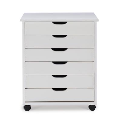 Croghan Six Drawer Wide Rolling Storage Cart by Linon Home Décor in White