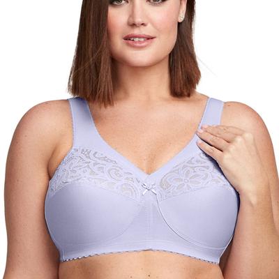 Glamorise MagicLift Cotton Support Bra (Size 46-H) Lilac, Cotton,Elastine,Polyester