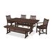 POLYWOOD® Traditional Garden Arm Chair 6-Piece Farmhouse Outdoor Dining Set w/ Trestle Legs & Bench Plastic | Wayfair PWS431-1-MA