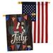 Breeze Decor 4Th of July Impressions Decorative 2-Sided Polyester 40 x 28 in. House Flag in Black/Gray/Red | 40 H x 28 W in | Wayfair