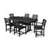 POLYWOOD® La Casa Café 7-Piece Arm Chair Outdoor Dining Set w/ Trestle Legs Plastic in Black | Wayfair PWS297-1-BL