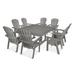 POLYWOOD® Nautical Adirondack 9-Piece Trestle Outdoor Dining Set Plastic in Gray | Wayfair PWS375-1-GY