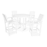 POLYWOOD® 5 Piece Signature Bar Outdoor Dining Set Plastic in White | Wayfair PWS305-1-WH