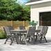 POLYWOOD® Nautical Folding Highback Chair 7-Piece Outdoor Dining Set w/ Trestle Legs Plastic in Gray | Wayfair PWS296-1-GY