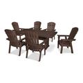 POLYWOOD® Nautical Curveback Adirondack 7-Piece Outdoor Dining Set w/ Trestle Legs Plastic | Wayfair PWS374-1-MA