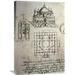 Vault W Artwork 'Sketch of a Square Church w/ Central Dome & Minaret' by Leonardo Da Vinci Painting Print on Wrapped Canvas in Black/Gray | Wayfair