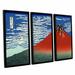 Vault W Artwork 'Red Fuji' by Katsushika Hokusai 3 Piece Framed Painting Print Set Wood/Canvas in Brown | 36 H x 54 W x 2 D in | Wayfair