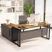 Latitude Run® Aatika Reversible L-Shape Desk Wood in Black/Brown | 29.92 H x 55.12 W x 23.62 D in | Wayfair 30E3C11474F2485AAD69EFB90D09D071