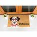 Red Barrel Studio® Alson Dalmatian Welcome 30 in. x 18 in. Non-Slip Outdoor Door Mat Coir in Brown/Orange/White | 18 W x 30 D in | Wayfair