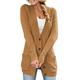 Reukree Womens Button Dwon Cardigan Comfy Cardigan Sweater for Women Oversized Jumper V Neck Cardigan Knitwear Open Front Cardigan Khaki Large