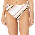 ROXY Women's Print Beach Classics Waisted High Leg Swim Bottom Bikini, Bright White Oriental Stripe S, Medium