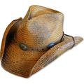 STARS & STRIPES Red Rock Straw Western Cowboy Hat - Brown - XX-Large