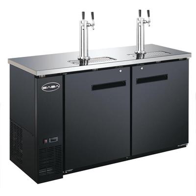 SABA Two 1/2 Barrel Beer Keg Dispenser Refrigerator Cooler with 2 Double Tap Towers, Black/Stainless Steel