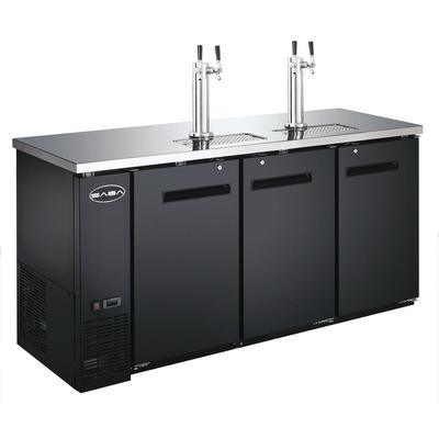 SABA Three 1/2 Barrel Beer Keg Dispenser Refrigerator Cooler with 2 Double Tap Towers, Black/Stainless Steel
