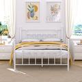 Trent Austin Design® Kempst 42.9" Steel Bed Frame Metal in White/Brown | 42.9 H x 54 W x 75 D in | Wayfair D4475EB0EC8B48A0A3E035B49B8F5AB9