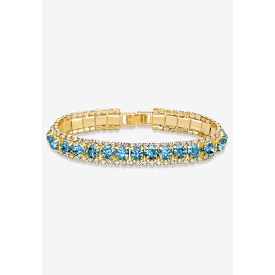 Women's Gold Tone Tennis Bracelet (10mm), Round Birthstones and Crystal, 7" by PalmBeach Jewelry in March