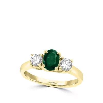 Effy Yellow Gold 1.07 ct. t.w. Natural Emerald and 1/3 ct. t.w. White Sapphire Ring in 14k Yelow Gold