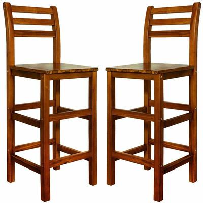 Casaria - Barhocker 2er Set Holz mit Lehne Outdoor 75cm Sitzhöhe Akazie 150kg Belastbarkeit Image