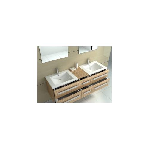 Badmöbel Set in holz-dunkel Bad-Set Waschtisch Waschbecken mit Unterschrank Hängeschrank SMC Becken Doppelwaschtisch zwei Personen Waschtisch Jet-Line