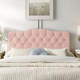 Kelly Clarkson Home McCrory Velvet Panel Headboard Upholstered/Metal in Pink/White/Black | 51 H x 56 W x 4 D in | Wayfair