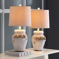 Canora Grey Breisacher 24" Distressed Cream Table Lamp Set Ceramic/Fabric in Brown/Gray/White | 24 H x 12 W x 12 D in | Wayfair LRKM3448 41887239