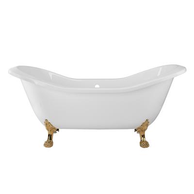 Randolph Morris Serenity 72 Inch Acrylic Double Slipper Clawfoot Tub - Rim Drillings - Lion Paw Feet RMA72DS7LPPB