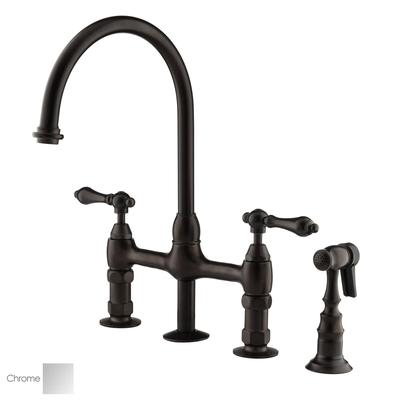 Randolph Morris Gooseneck Bridge Style Kitchen Faucet - Metal Lever Handles RMK738ML-CP