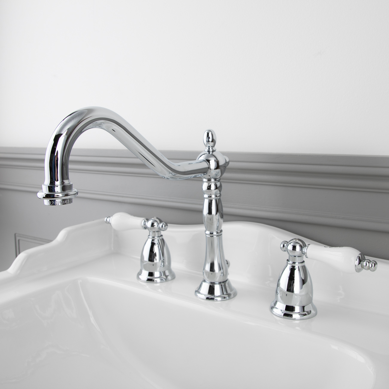 Randolph Morris Victorian Widespread Bathroom Sink Faucet - Porcelain Lever Handles RMB818PL-CP