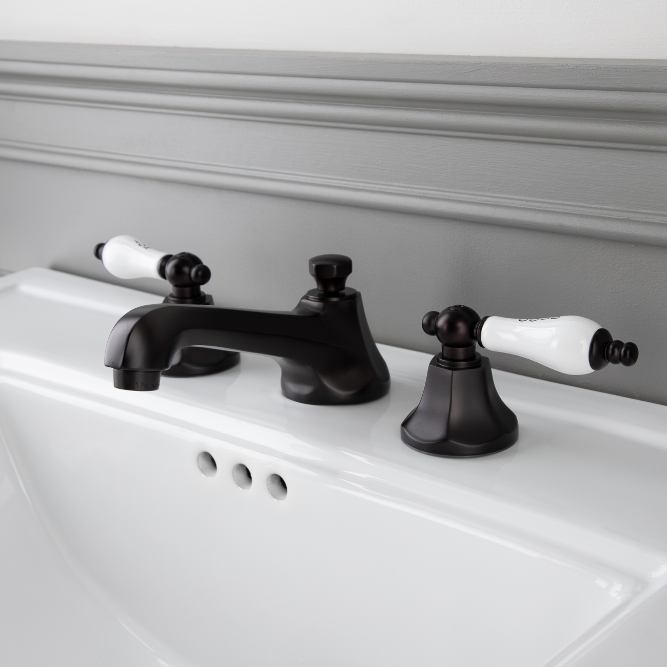 Randolph Morris Randolph Morris Deco Widespread Bathroom Sink Faucet - Porcelain Lever Handles - Oil Rubbed Bronze RMB616PL-ORB