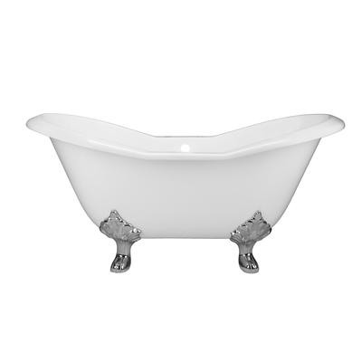 Randolph Morris Grace 72 Inch Cast Iron Double Slipper Tub - Rim Faucet Drillings - Lion Paw Feet RM72DS7LPC