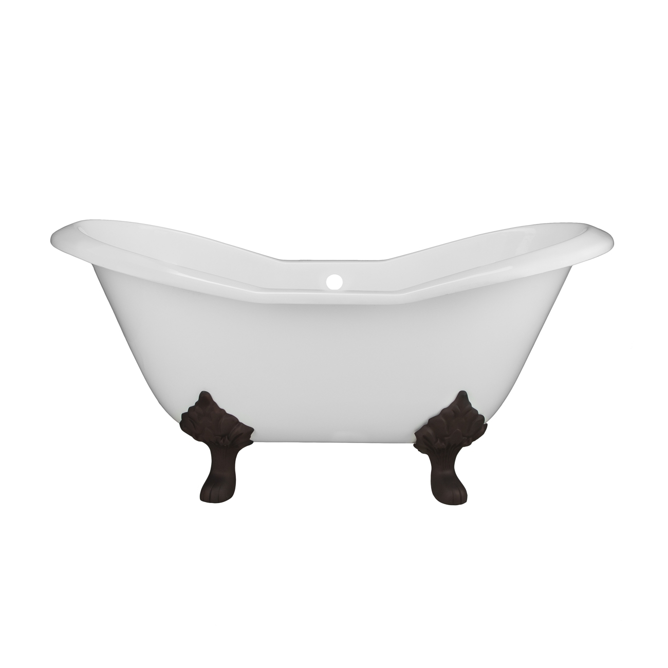 Randolph Morris Grace 61 Inch Cast Iron Double Slipper Tub - No Faucet Drillings RM61DS0LPORB