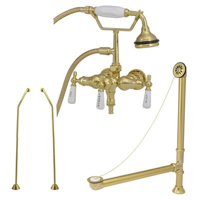 Randolph Morris Clawfoot Tub Wall Mount Downspout Faucet with Handshower - Tub Drain and Supply Lines Complete Set RM154TWCSPB