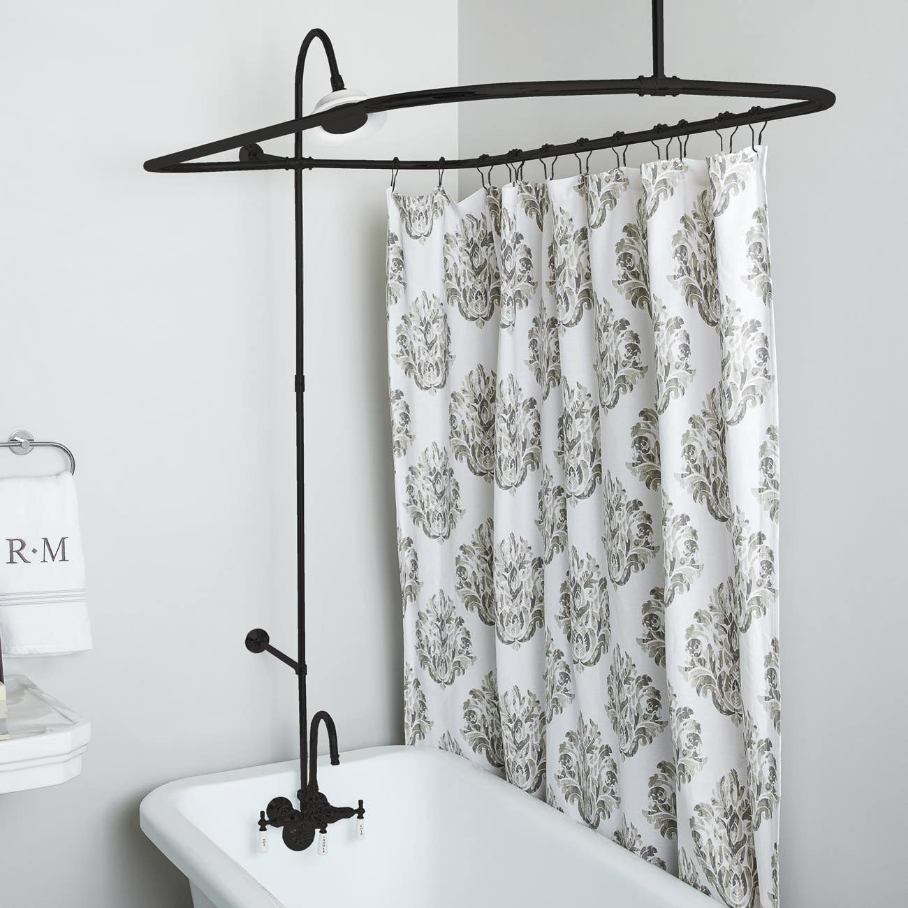 Randolph Morris 48 Inch Clawfoot Tub Shower Enclosure with Sunflower Shower Head RM403SES-48ORB
