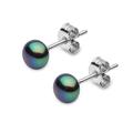 Black Pearl Earrings | Kimura 9ct White Gold 5mm Black Genuine Freshwater Button Pearl Stud Earrings for Women