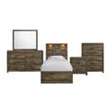 Beckett Twin Bookcase Panel 5PC Bedroom Set w/ Bluetooth - Picket House Furnishings BY520TB5PC